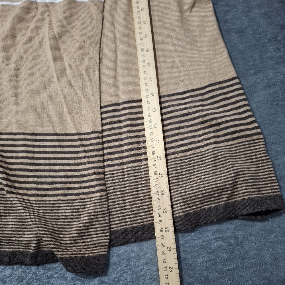 Sioni Cardigan Sweater Sz M Brown Cream Striped Draped Open Front Cashmere Blend - Picture 7 of 8